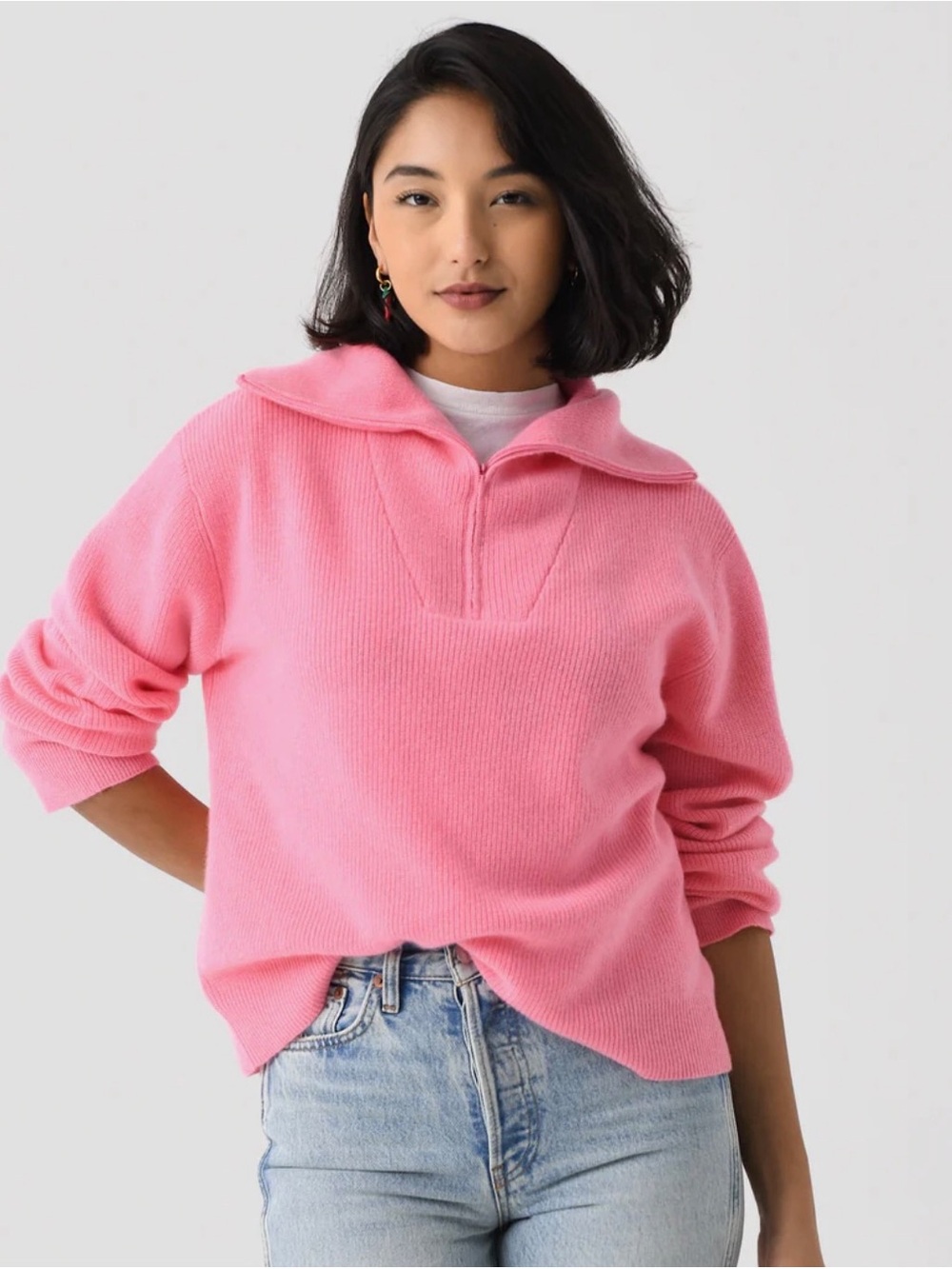 XiRENA Marylin Pink Half Zipper Sweater Size XS